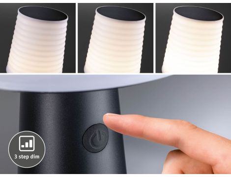 Lampka stołowa solarna ILANGA LED DIM USB-C 2.1W 125lm 2700K IP44 antracyt / tworzywo z recyklingu - 4