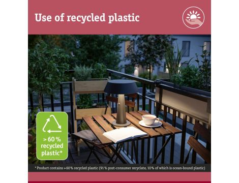 Lampka stołowa solarna SOALA LED DIM USB-C 2.1W 125lm 2700K IP44 antracyt / tworzywo z recyklingu - 15