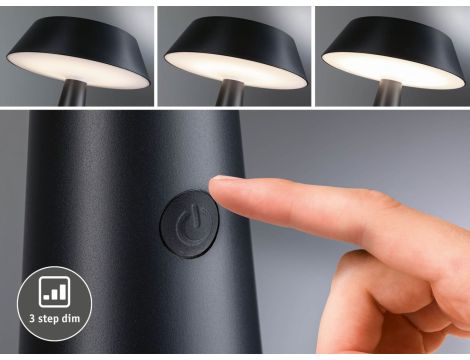 Lampka stołowa solarna SOALA LED DIM USB-C 2.1W 125lm 2700K IP44 antracyt / tworzywo z recyklingu - 4