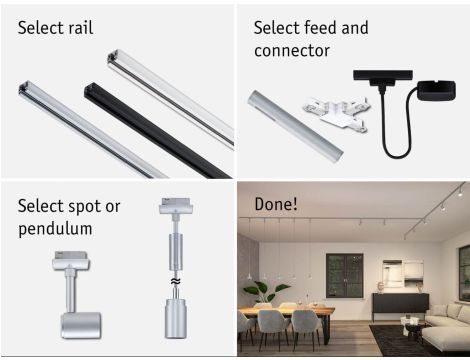 Oprawa zwieszana URail Runa max 1x10W GU10 DIM 230V chrom mat / metal - 7