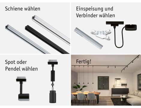 Oprawa zwieszana URail Runa max 1x10W GU10 DIM 230V czarny mat / metal - 6