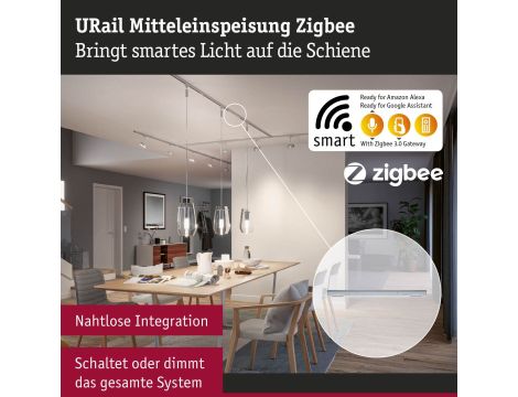 Zasilanie środkowe URail SH Zigbee max.100W 230V chrom mat / tworzywo sztuczne - 7
