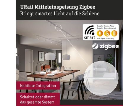 Zasilanie środkowe URail SH Zigbee max.100W 230V biały RAL 9003 / tworzywo sztuczne - 8
