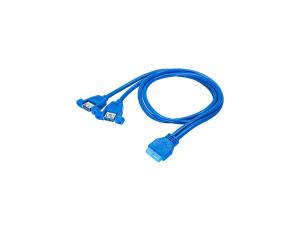 Adapter z kablem Akyga AK-CA-62 2x USB A 3.0 A (f) / USB 19 pin (f) 65cm