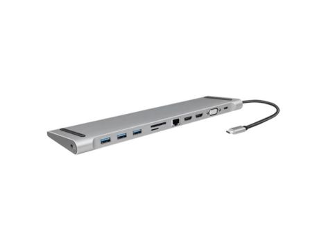 UA0373 Hub USB, USB 3.0, USB 3.2, aluminiowy, 0,22m, Wej: USB C wtyk