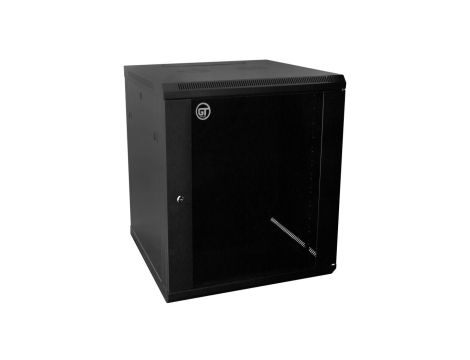 Szafa wisząca RACK 19 15U 450mm drzwi szklane czarna GTS zdejmowane boki Seria AD