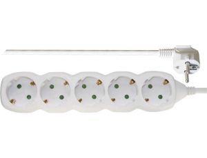 Przedłużacz 5 gniazd schuko 5m biały P0525