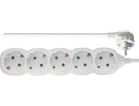 Przedłużacz 5 gniazd schuko 5m biały P0525