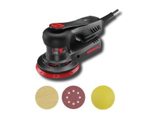 Szlifierka mimośrodowa Menzer ETS 125 2.5 w zestawie papier RED, siatka Ultranet i pad Ultrapad