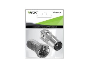 Zestaw złącze wtyk F - wtyk ant. + wtyk F 6,8mm VA0096 Vayox Pak.