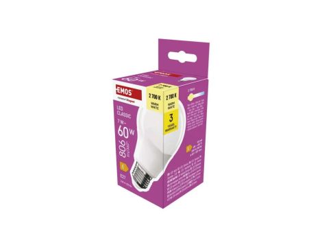 Żarówka LED Classic A60 / E27 / 7 W (60 W) / 806 lm / ciepła biel ZQ5E41