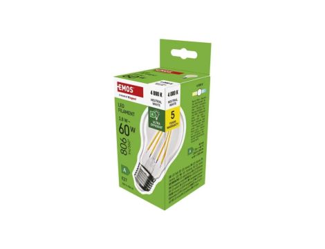 Żarówka LED Filament A60 A CLASS/ E27 / 3,8 W (60 W) / 806 lm / neutralna biel ZF5148