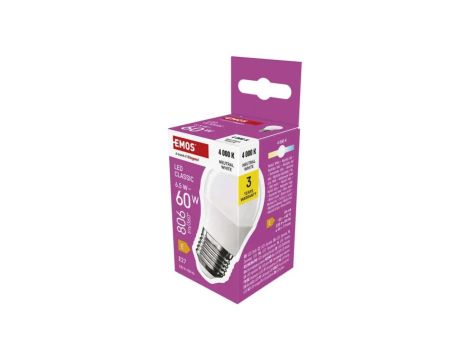 Żarówka LED Classic Mini Globe / E27 / 6,5 W (60 W) / 806 lm / neutralna biel ZQ6E43