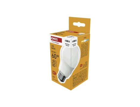 Żarówka LED Basic A60 / E27 / 8,8 W (60 W) / 806 lm / Neutralna biel