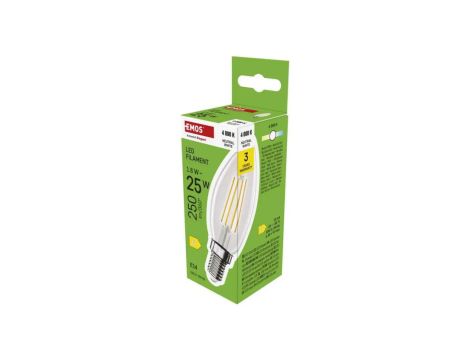 Żarówka LED Filament świeczka / E14 / 1,8 W (25 W) / 250 lm / neutralna biel ZF3D03