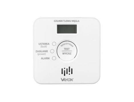 Czujnik czadu tlenku węgla bezprzewodowy z LCD zgodny z EN50291-1:2018 10 LAT VA0414 Vayox