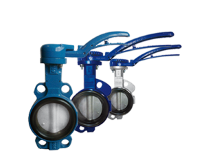 Przepustnica bezkołnierzowa SYLAX z napędem ręcznym dźwigniowym dysk AISI316 Nitryl żeliwo szare DN 65 16 PN Socla