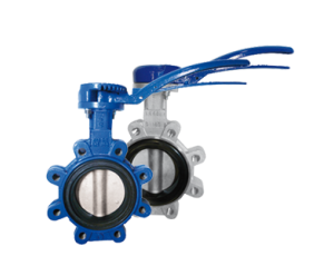 Przepustnica z otworami gwintowanymi SYLAX z napędem ręcznym dźwigniowym dysk AISI316 żeliwo szare Nitryl BAR 16 DN 65 Socla