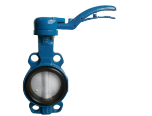 Przepustnica bezkołnierzowa SYLAX z napędem ręcznym dźwigniowym dysk AISI316 Nitryl żeliwo sferoidalne DN 65 10 PN Socla