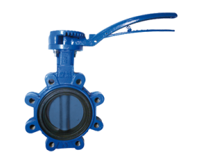 Przepustnica z otworami gwintowanymi SYLAX z napędem ręcznym dźwigniowym dysk GGG40 epoksydowany żeliwo sferoidalne EPDM BAR 10 DN 200 Socla