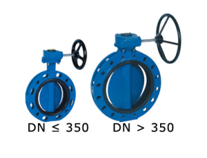 Przepustnica kołnierzowa SYLAX z przekładnią ślimakową dysk GGG40 epoksyd żeliwo sferoidalne EPDM BAR 16 DN 450 Socla