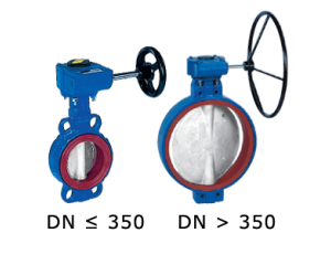 Przepustnica bezkołnierzowa SYLAX z przekładnią ślimakową dysk AISI316 żeliwo sferoidalne Viton 10 BAR DN 100 Socla