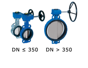 Przepustnica bezkołnierzowa SYLAX z przekładnią ślimakową dysk AISI316 żeliwo szare EPDM 16 BAR DN 65 Socla