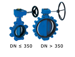 Przepustnica z otworami gwintowanymi SYLAX z przekładnią ślimakową dysk GGG40 epoksydowany żeliwo sferoidalne EPDM BAR 16 DN 250 Socla