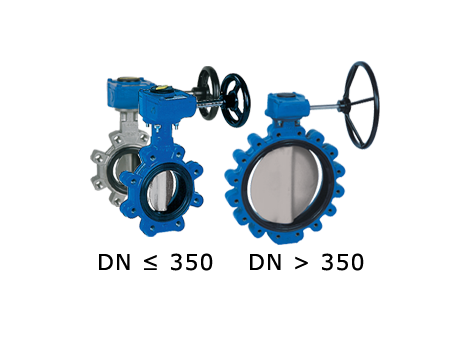 Przepustnica z otworami gwintowanymi SYLAX z przekładnią ślimakową dysk AISI316 żeliwo sferoidalne Nitryl BAR 16 DN 50 Socla