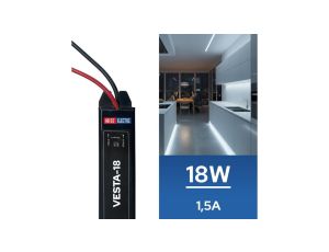 Zasilacz LED hermetyczny SLIM wodoodporny IP67 12V 1,5A 18W HOROZ