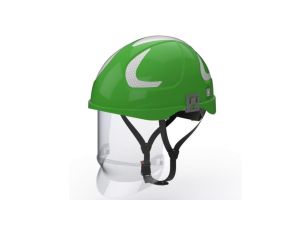 Hubix zielony hełm elektroizolacyjny z osłoną twarzy (ruchomą) W1 klasy 1 Box-test, do 20 kV AC / 1,5 kV DC SECRA H058S