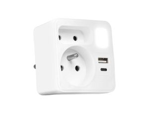 Rozgałęźnik sieciowy 2 gniazda + USB-A + USB-C + lampka nocna VA0373 Vayox