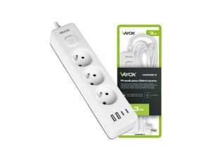 Przedłużacz 3MB 3GN+0 3x1,5mm 16A + 2x USB-A + 2x USB-C VA0382-3 Vayox