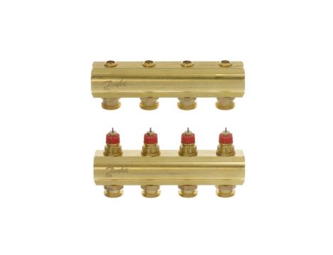 Danfoss Rozdzielacz FHF, Mosiądz, Liczba przyłączy kolektorów ogrzewania [pętle] [Max.]: 4, 10 bar - 088U0504