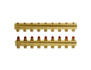 Danfoss Rozdzielacz FHF, Mosiądz, Liczba przyłączy kolektorów ogrzewania [pętle] [Max.]: 9, 10 bar - 088U0509