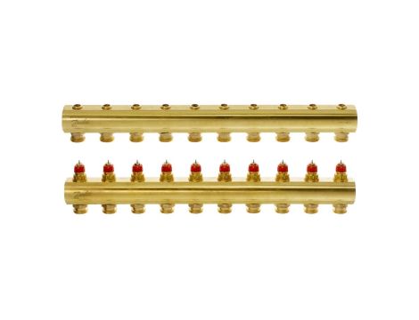 Danfoss Rozdzielacz FHF, Mosiądz, Liczba przyłączy kolektorów ogrzewania [pętle] [Max.]: 10, 10 bar - 088U0510