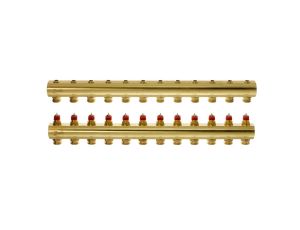 Danfoss Rozdzielacz FHF, Mosiądz, Liczba przyłączy kolektorów ogrzewania [pętle] [Max.]: 12, 10 bar - 088U0512