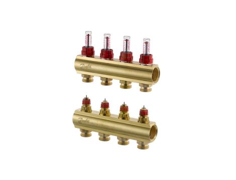 Danfoss Rozdzielacz FHF-F, Mosiądz, Liczba przyłączy kolektorów ogrzewania [pętle] [Max.]: 4, 6 bar - 088U0524