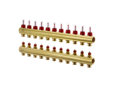 Danfoss Rozdzielacz FHF-F, Mosiądz, Liczba przyłączy kolektorów ogrzewania [pętle] [Max.]: 11, 6 bar - 088U0531