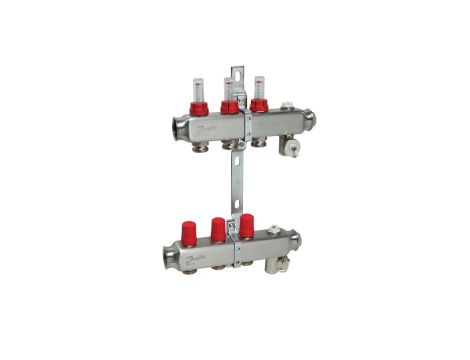 Danfoss Rozdzielacz SSM-F, Stal nierdzewna, Liczba przyłączy kolektorów ogrzewania [pętle] [Max.]: 3, 6 bar - 088U0753