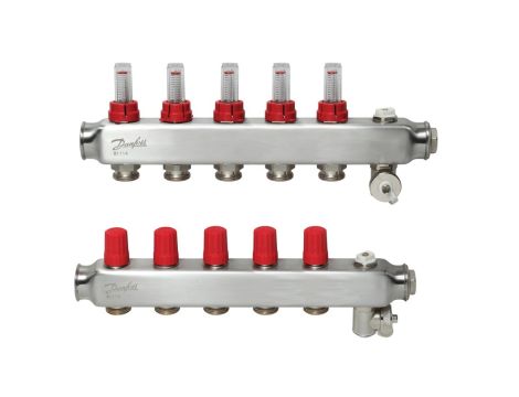 Danfoss Rozdzielacz SSM-F, Stal nierdzewna, Liczba przyłączy kolektorów ogrzewania [pętle] [Max.]: 5, 6 bar - 088U0755