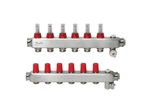 Danfoss Rozdzielacz SSM-F, Stal nierdzewna, Liczba przyłączy kolektorów ogrzewania [pętle] [Max.]: 6, 6 bar - 088U0756