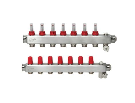 Danfoss Rozdzielacz SSM-F, Stal nierdzewna, Liczba przyłączy kolektorów ogrzewania [pętle] [Max.]: 7, 6 bar - 088U0757