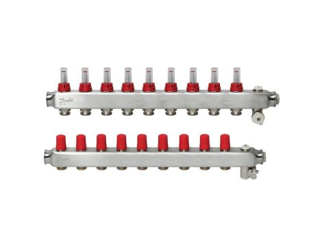 Danfoss Rozdzielacz SSM-F, Stal nierdzewna, Liczba przyłączy kolektorów ogrzewania [pętle] [Max.]: 9, 6 bar - 088U0759