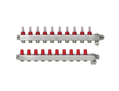 Danfoss Rozdzielacz SSM-F, Stal nierdzewna, Liczba przyłączy kolektorów ogrzewania [pętle] [Max.]: 10, 6 bar - 088U0760