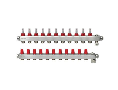 Danfoss Rozdzielacz SSM-F, Stal nierdzewna, Liczba przyłączy kolektorów ogrzewania [pętle] [Max.]: 11, 6 bar - 088U0761