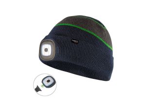 Czapka z latarką LED, granatowo-szaro-zielona PREMIUM 81-630