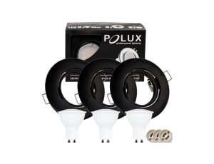 3x Oprawa ruchoma Goldlux okrągła czarna + żarówka LED GU10 3.5W