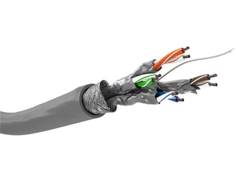 CAT 6 kabel sieciowy, S/FTP (PiMF), Szary - Długość kabla 100 m