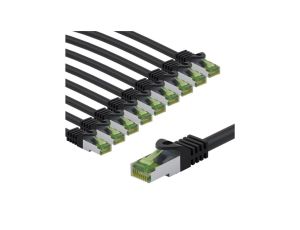 Kabel krosowy CAT 8.1 z certyfikatem GHMT, S/FTP (PiMF), 1 m, szary, zestaw 10 - Długość kabla 1 m